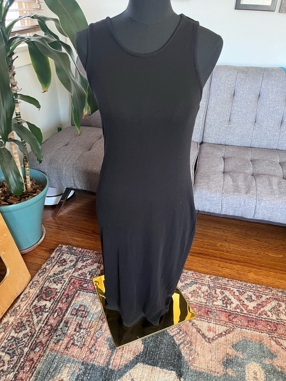Marine Layer ribbed Black Sleeveless Midi Tank Dress. Lined. Size large